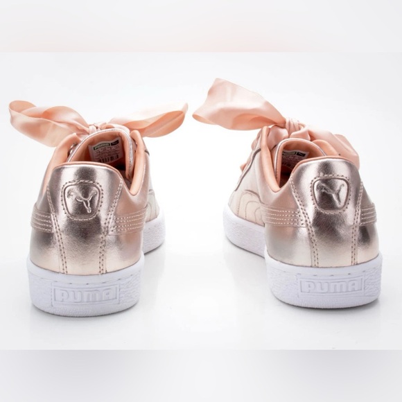 Puma Rose Gold Basket Heart Lux Dusty Coral Women's Sneakers - Size 37 UK 4 - Picture 5 of 7